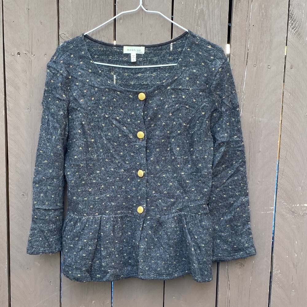 Grey & gold ruffle cardigan